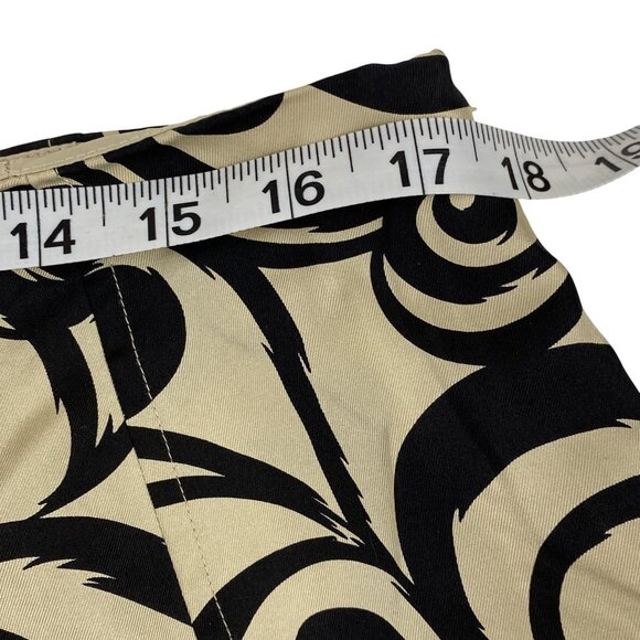 Talbots Petites Silk A-Line Pleated Skirt Black Beige Swirl Print Flowy Lined 16 - Picture 5 of 6